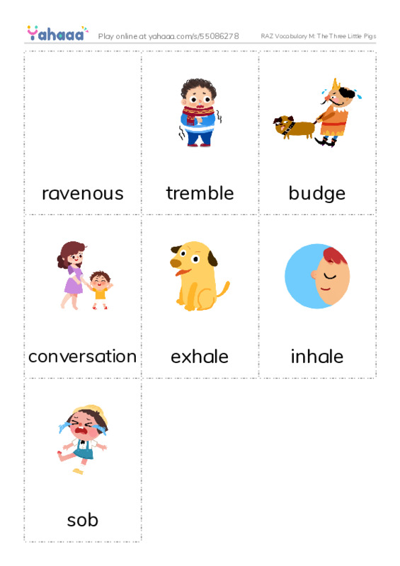 RAZ Vocabulary M: The Three Little Pigs PDF flaschards with images