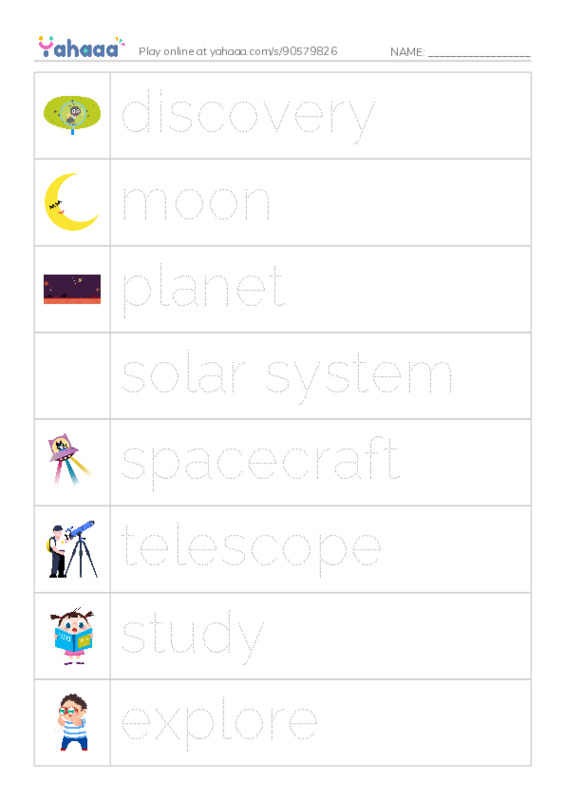 RAZ Vocabulary M: Voyagers in Space PDF one column image words