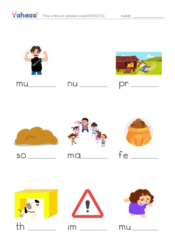 RAZ Vocabulary M: Wiggly Worms PDF worksheet to fill in words gaps