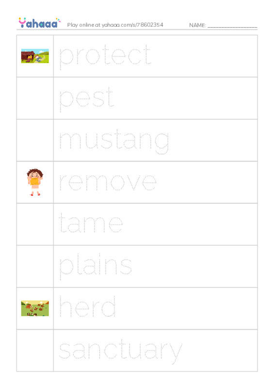 RAZ Vocabulary M: Wild Horses PDF one column image words