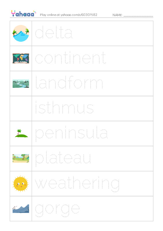RAZ Vocabulary N: A Landforms Adventure PDF one column image words