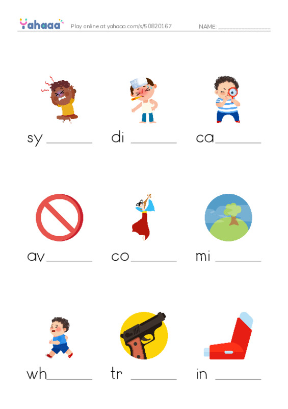 RAZ Vocabulary N: Asthma PDF worksheet to fill in words gaps