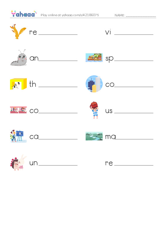 RAZ Vocabulary N: Awesome Ants PDF worksheet writing row