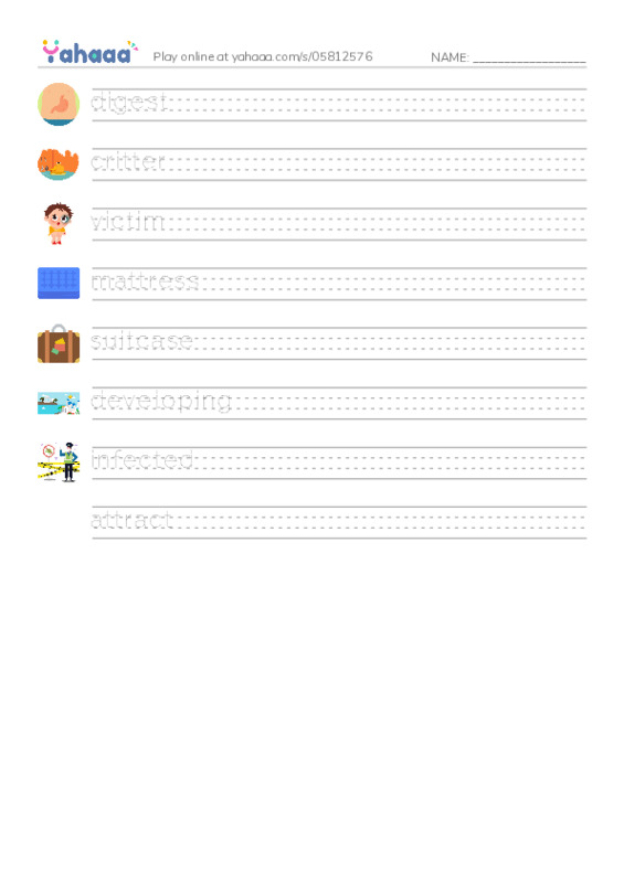 RAZ Vocabulary N: Bedbugs Bite PDF write between the lines worksheet