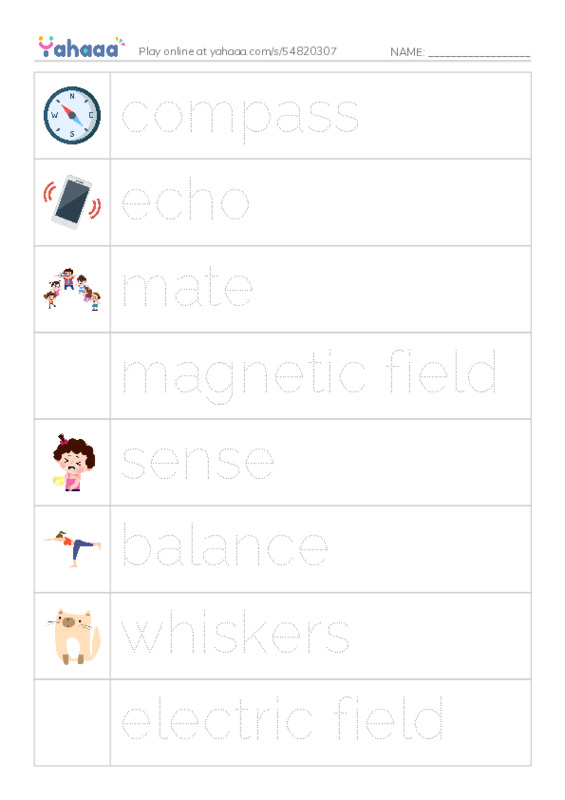 RAZ Vocabulary N: Beyond the Five Senses PDF one column image words