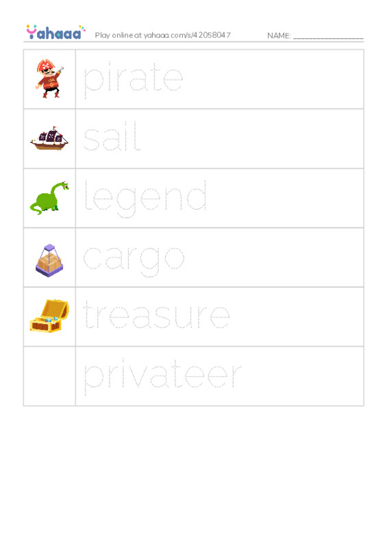 RAZ Vocabulary N: Blackbeard the Pirate PDF one column image words