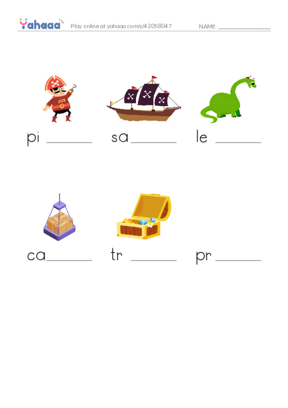 RAZ Vocabulary N: Blackbeard the Pirate PDF worksheet to fill in words gaps