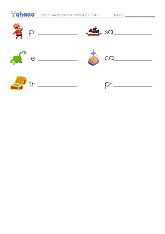 RAZ Vocabulary N: Blackbeard the Pirate PDF worksheet writing row