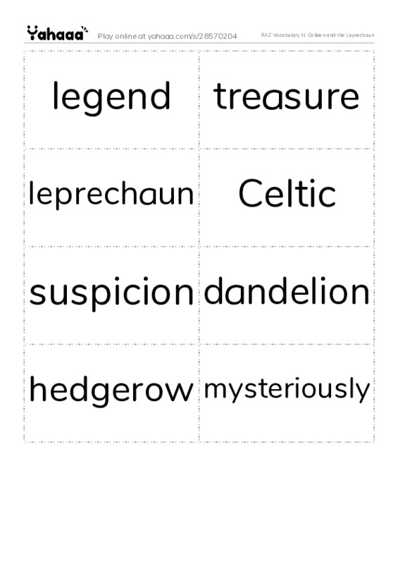 RAZ Vocabulary N: Colleen and the Leprechaun PDF two columns flashcards