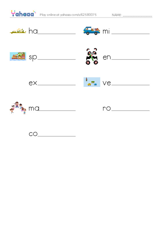 RAZ Vocabulary N: Critter Crossings PDF worksheet writing row