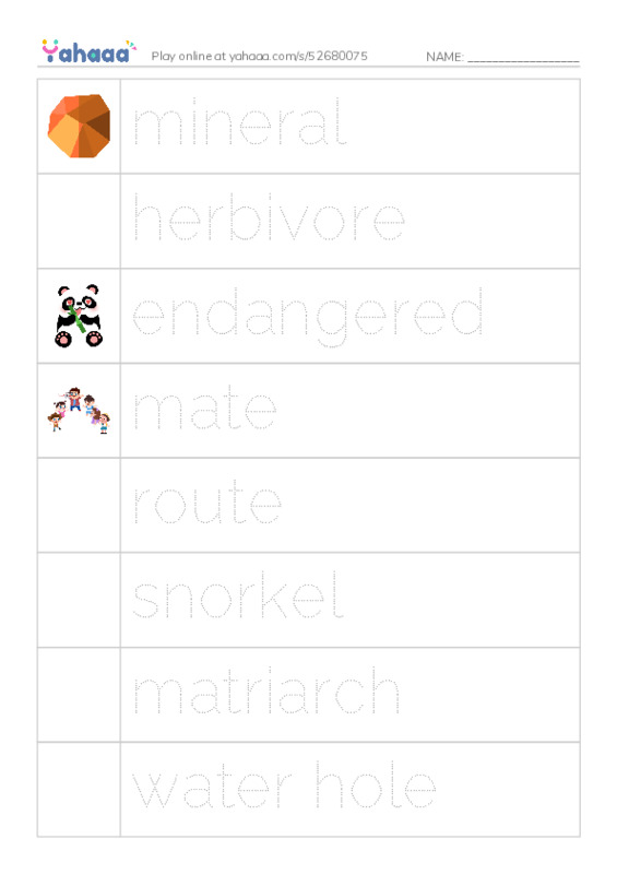 RAZ Vocabulary N: Elephants PDF one column image words