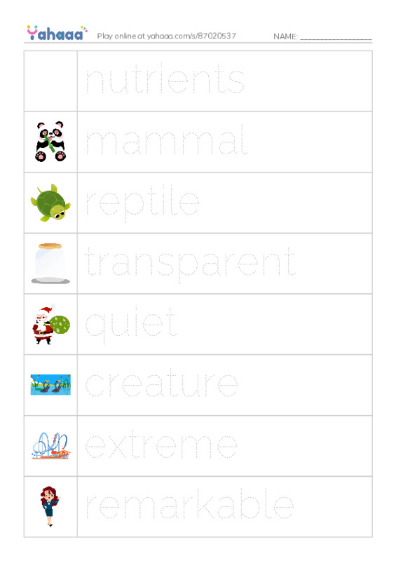 RAZ Vocabulary N: Extreme Animals PDF one column image words
