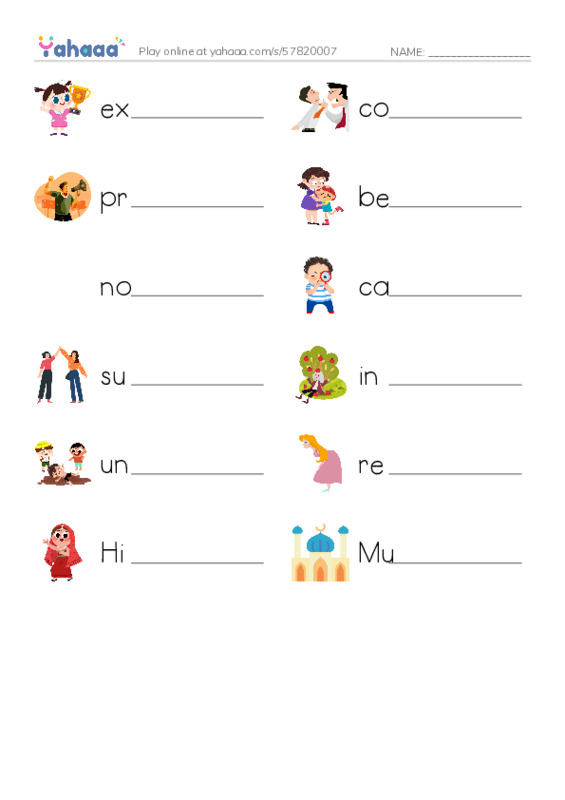 RAZ Vocabulary N: Gandhi PDF worksheet writing row