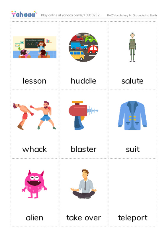 RAZ Vocabulary N: Grounded to Earth PDF flaschards with images
