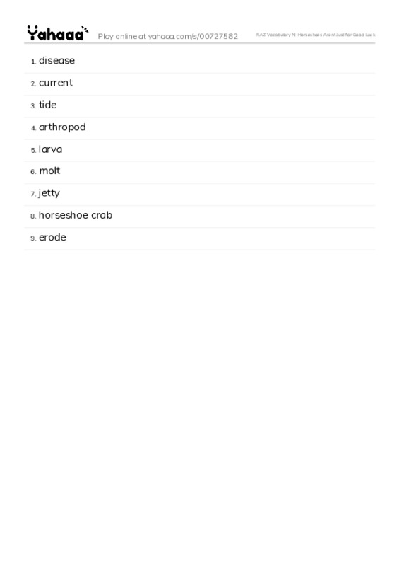 RAZ Vocabulary N: Horseshoes Arent Just for Good Luck PDF words glossary
