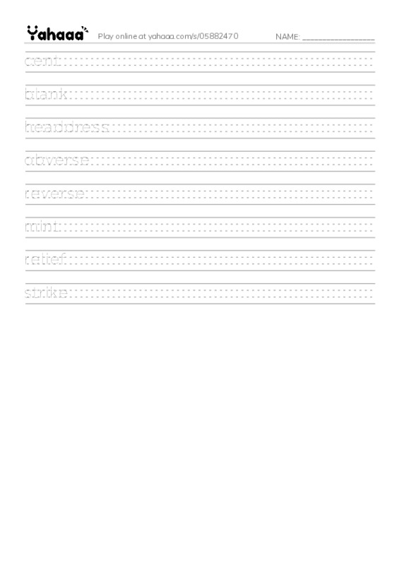 RAZ Vocabulary N: Introducing the Penny PDF write between the lines worksheet