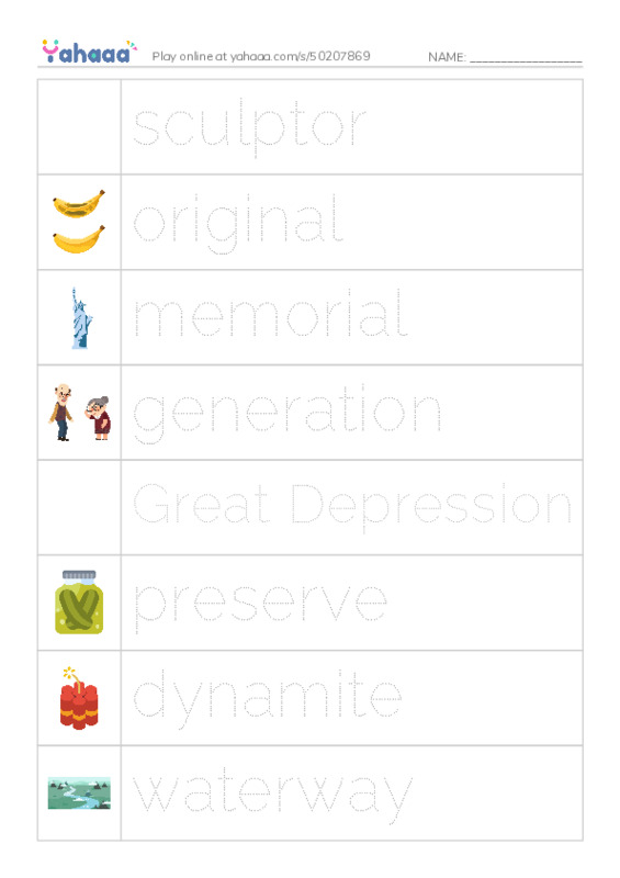 RAZ Vocabulary N: Mount Rushmore PDF one column image words