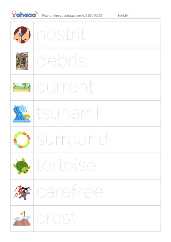 RAZ Vocabulary N: Owen and the Tortoise PDF one column image words