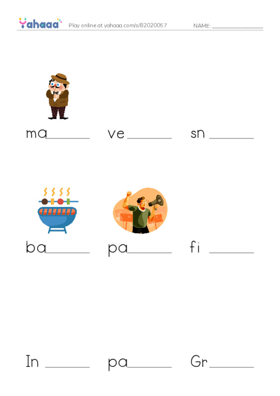 RAZ Vocabulary N: Sams Fourth of July PDF worksheet to fill in words gaps