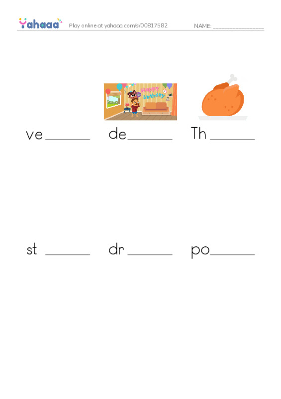 RAZ Vocabulary N: Spare the Turkey PDF worksheet to fill in words gaps
