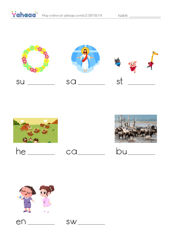 RAZ Vocabulary N: The Buffalo Hunt PDF worksheet to fill in words gaps