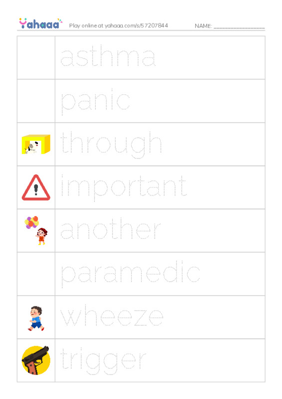 RAZ Vocabulary N: The Day I Couldnt Breathe PDF one column image words