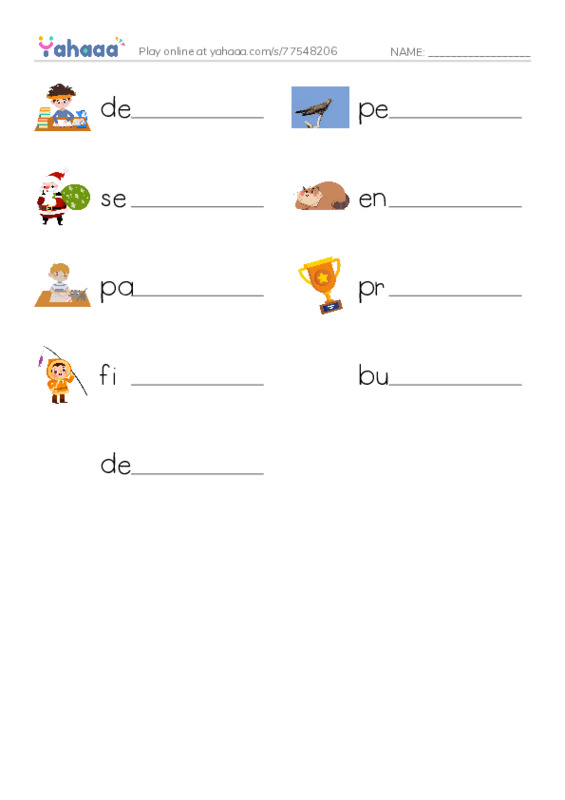 RAZ Vocabulary N: The Fishing Derby PDF worksheet writing row