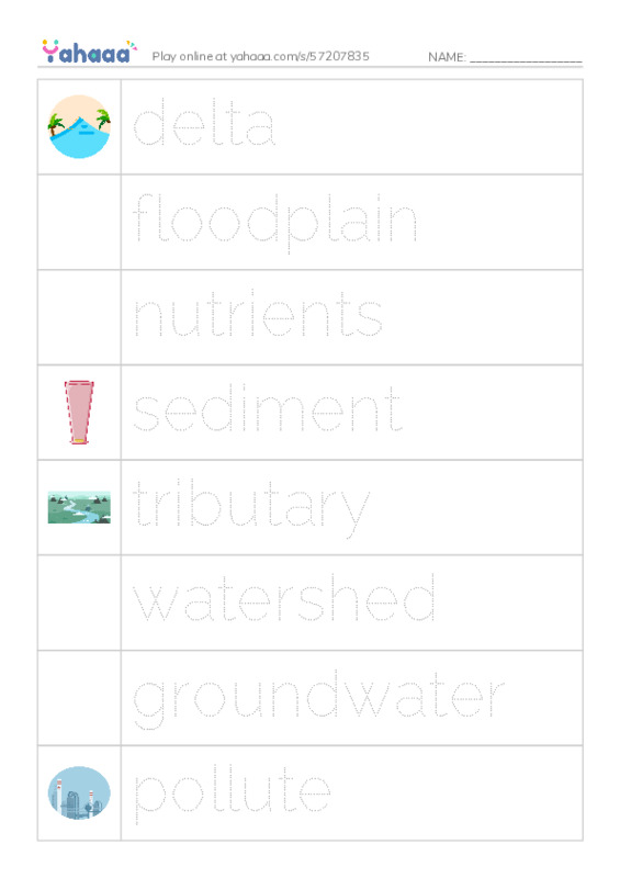 RAZ Vocabulary N: The Force of Water PDF one column image words