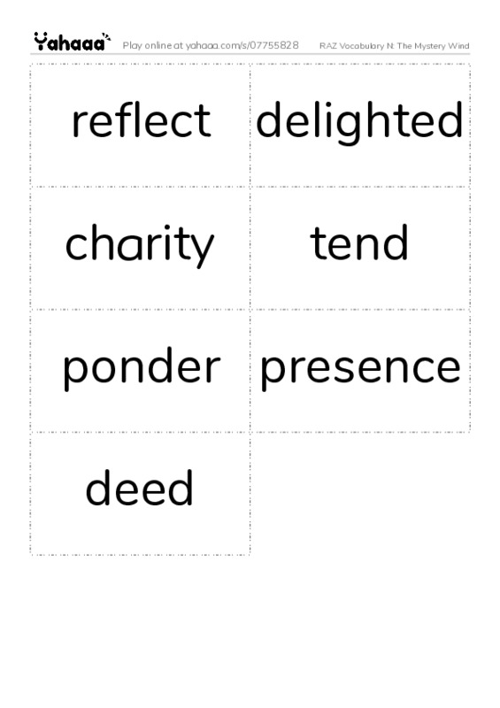 RAZ Vocabulary N: The Mystery Wind PDF two columns flashcards