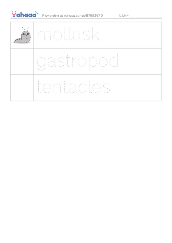 RAZ Vocabulary N: The Secret Lives of Snails and Slugs PDF one column image words
