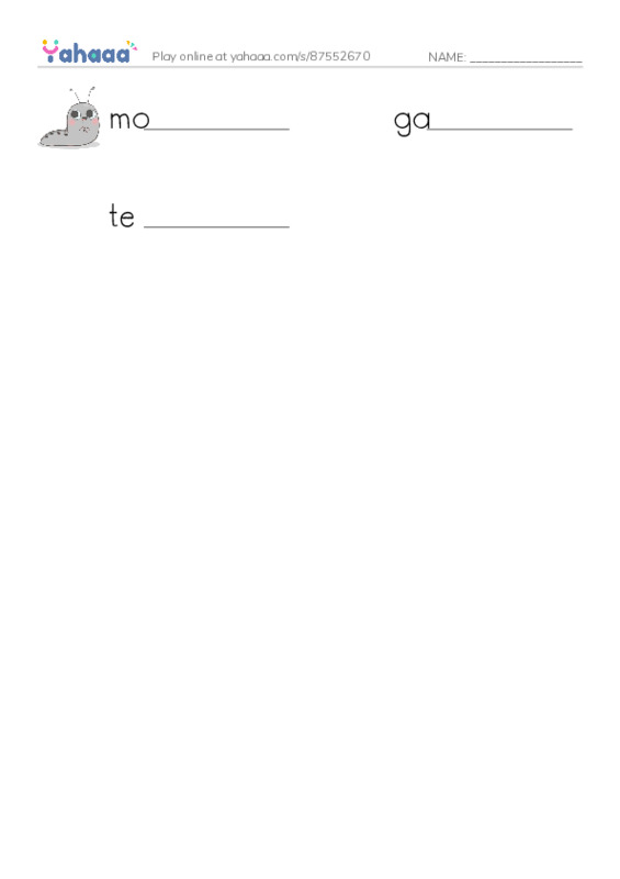 RAZ Vocabulary N: The Secret Lives of Snails and Slugs PDF worksheet writing row