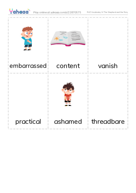 RAZ Vocabulary N: The Shepherd and the Fairy PDF flaschards with images