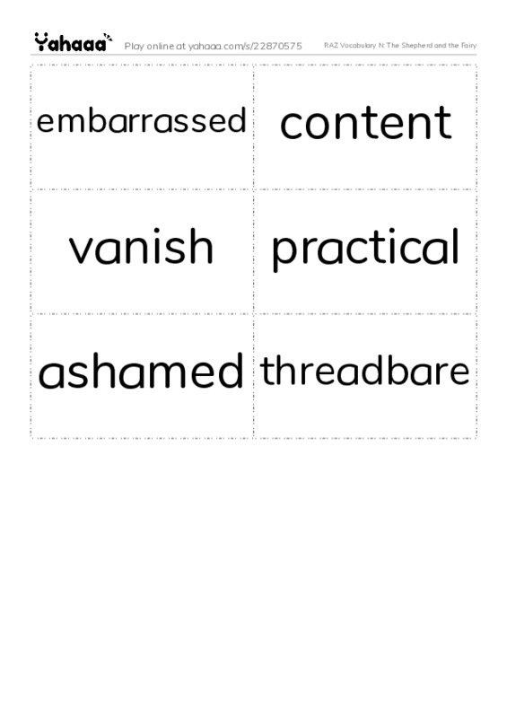 RAZ Vocabulary N: The Shepherd and the Fairy PDF two columns flashcards