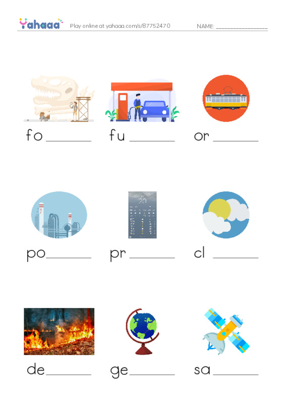 RAZ Vocabulary N: Watching Earth from Space PDF worksheet to fill in words gaps
