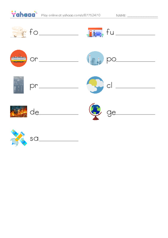RAZ Vocabulary N: Watching Earth from Space PDF worksheet writing row