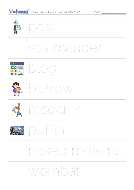 RAZ Vocabulary N: What Lives in This Hole PDF one column image words