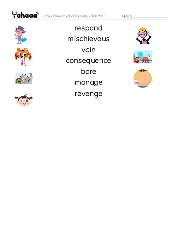 RAZ Vocabulary O: A Dogs Tale PDF three columns match words