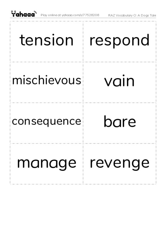 RAZ Vocabulary O: A Dogs Tale PDF two columns flashcards