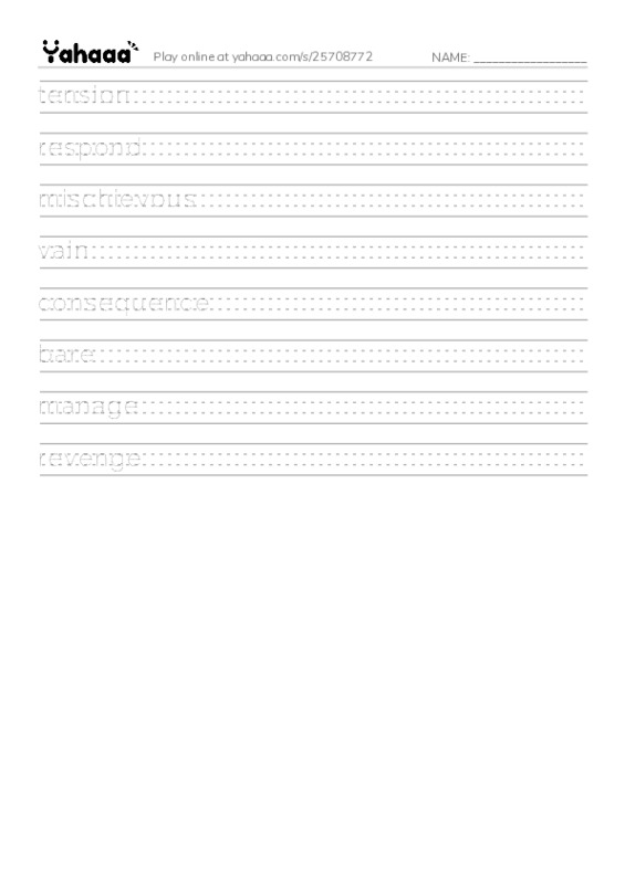 RAZ Vocabulary O: A Dogs Tale PDF write between the lines worksheet