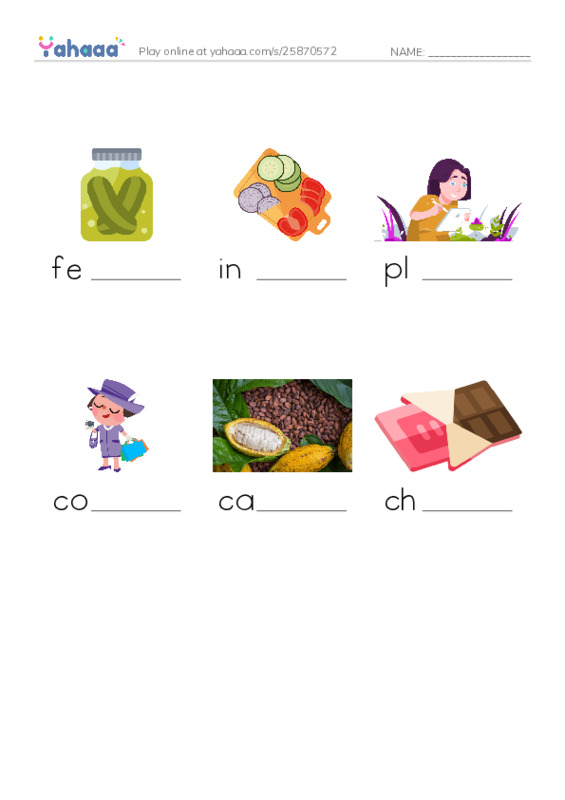 RAZ Vocabulary O: All About Chocolate PDF worksheet to fill in words gaps
