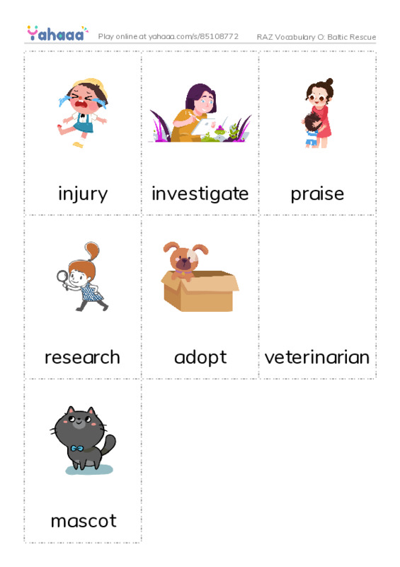 RAZ Vocabulary O: Baltic Rescue PDF flaschards with images