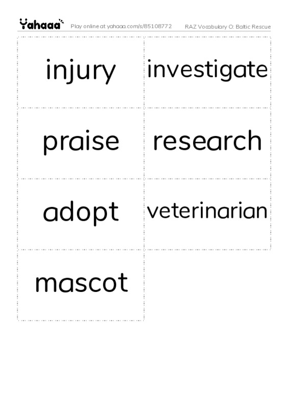 RAZ Vocabulary O: Baltic Rescue PDF two columns flashcards