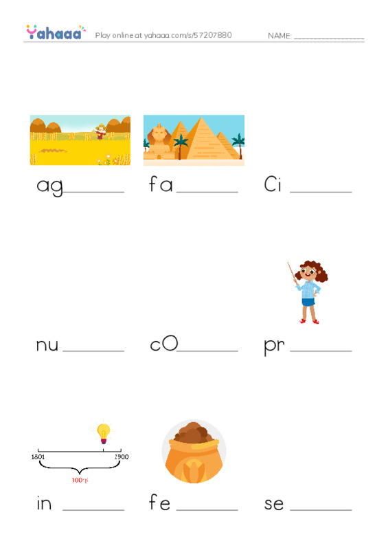 RAZ Vocabulary O: George Washington Carver PDF worksheet to fill in words gaps