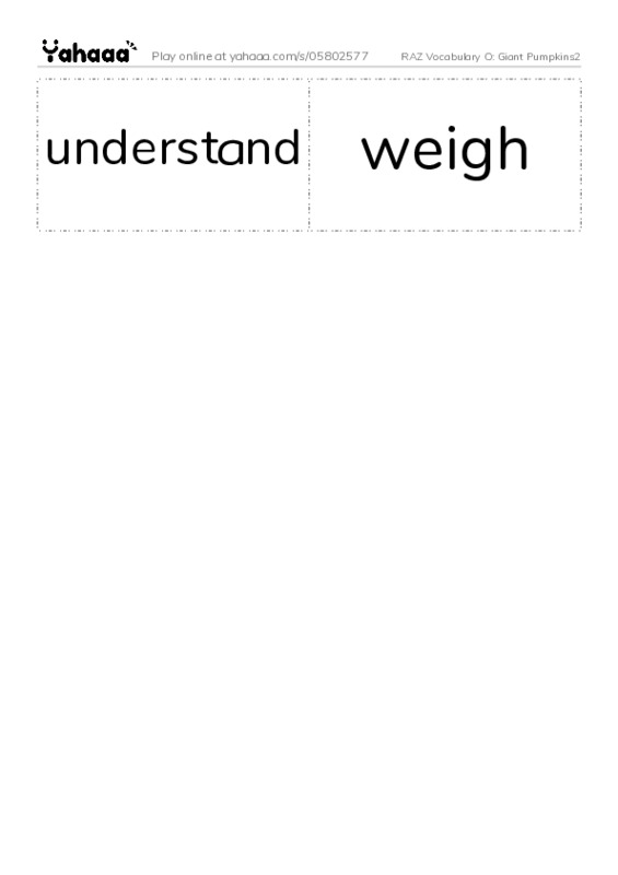 RAZ Vocabulary O: Giant Pumpkins2 PDF two columns flashcards