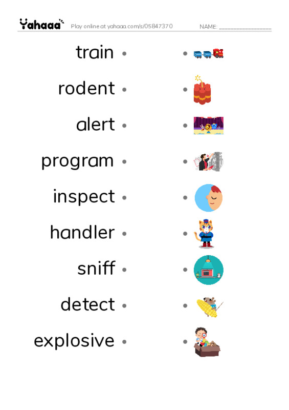 RAZ Vocabulary O: HeroRATS Rats Who Save Lives PDF link match words worksheet