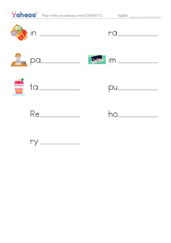 RAZ Vocabulary O: Irmas Sandwich Shop PDF worksheet writing row