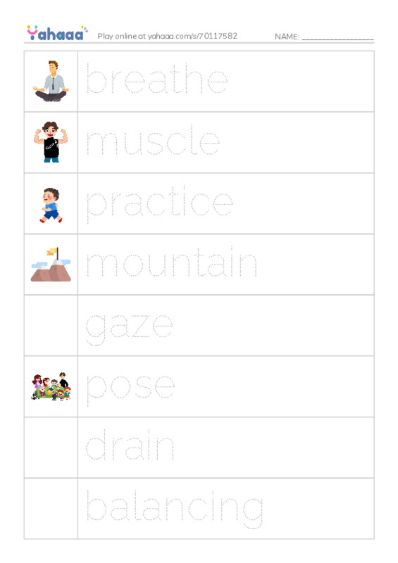 RAZ Vocabulary O: Jenny Loves Yoga1 PDF one column image words