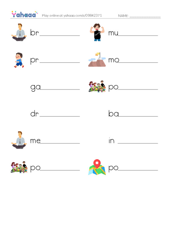 RAZ Vocabulary O: Jenny Loves Yoga1 PDF worksheet writing row