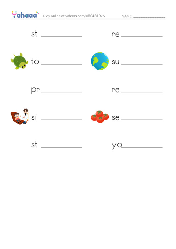RAZ Vocabulary O: Jenny Loves Yoga2 PDF worksheet writing row