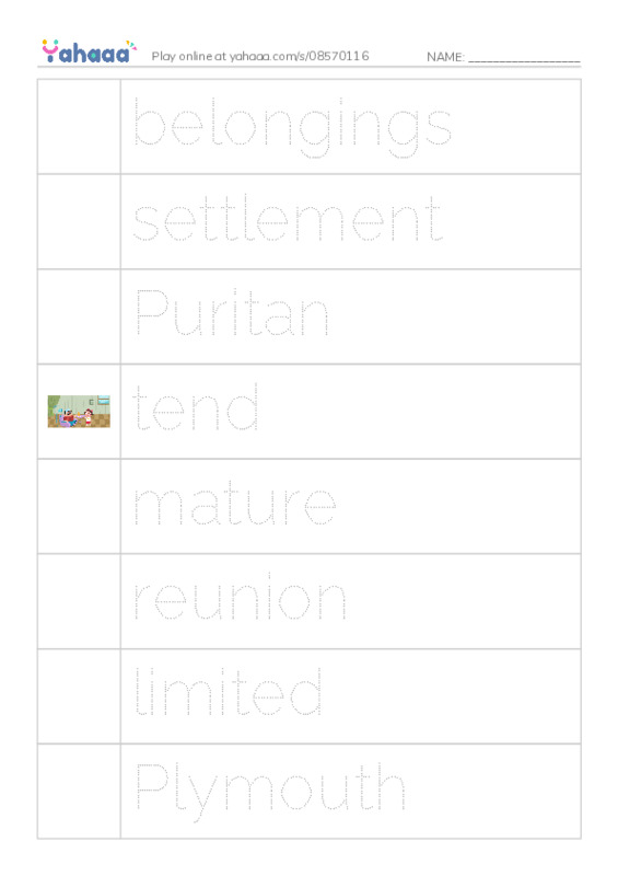 RAZ Vocabulary O: Meeting Father in Plymouth PDF one column image words